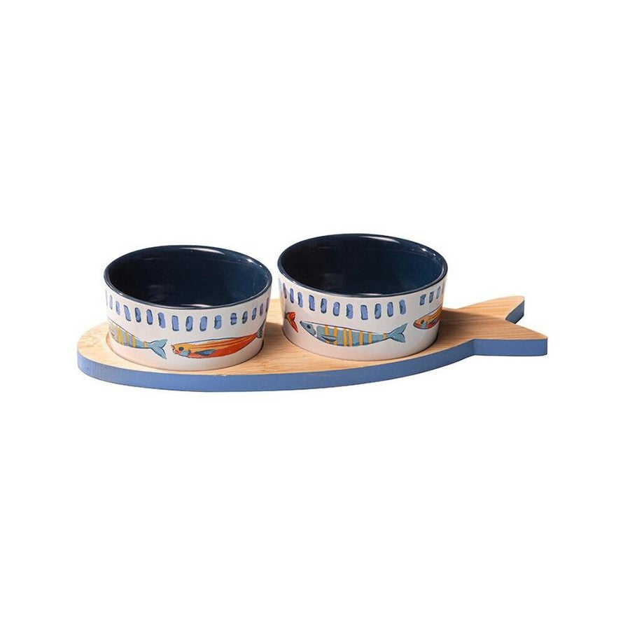 Capri Fish 3pc Bowl & Tray Set