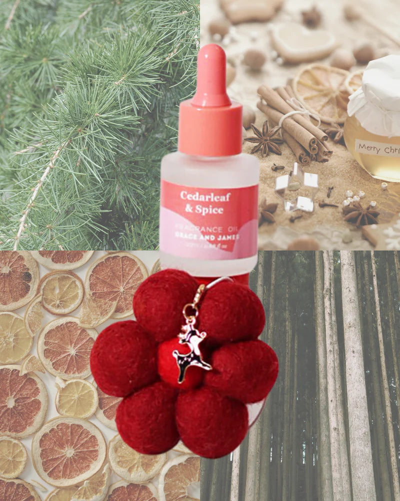 Cedarleaf & Spice- Felt Air Freshener with Christmas Charm