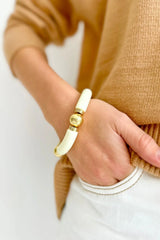 Chunky Cream and Gold Bangle