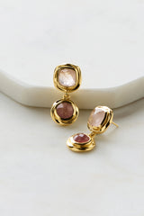 Cleo Earring - Rose Quartz & Strawberry Quartz