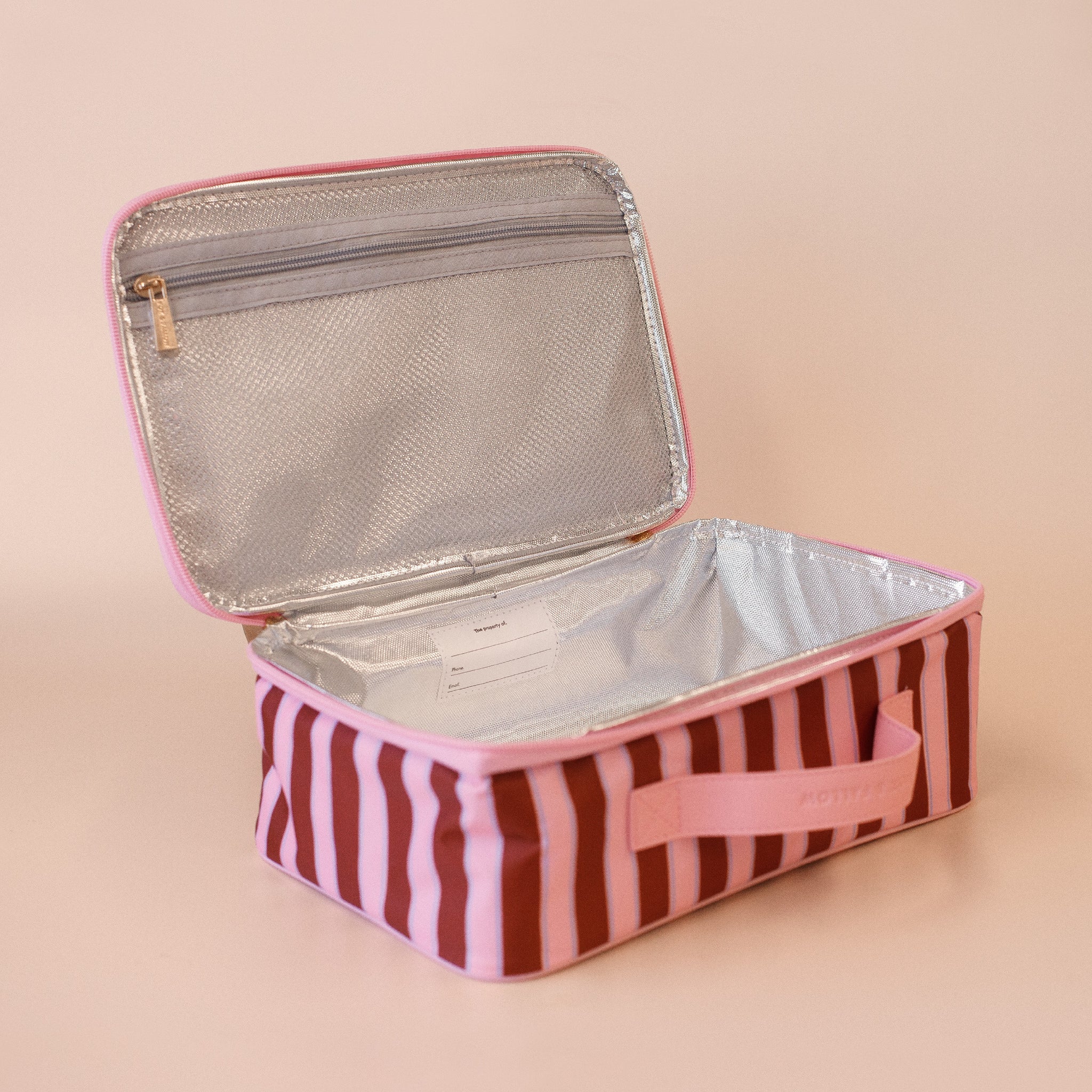 Burgundy Stripe Large Lunch Bag