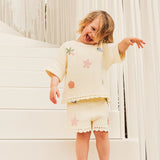 Beach Motif Knitted Short - Coconut