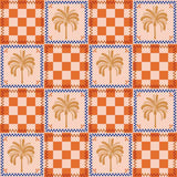 RIVA Hair Towel Wrap in Orange Palm Check