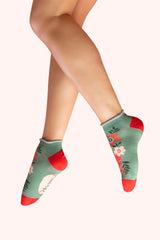 Trainer Socks - Floral Spray Olive