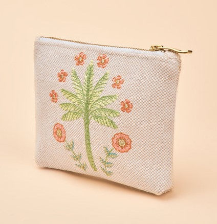 Jute Mini Zip Pouch - Paradise Palms