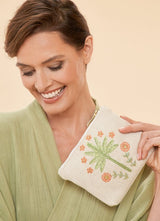 Jute Mini Zip Pouch - Paradise Palms