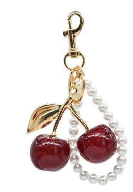 Pearl Loop Double Cherry Keyring
