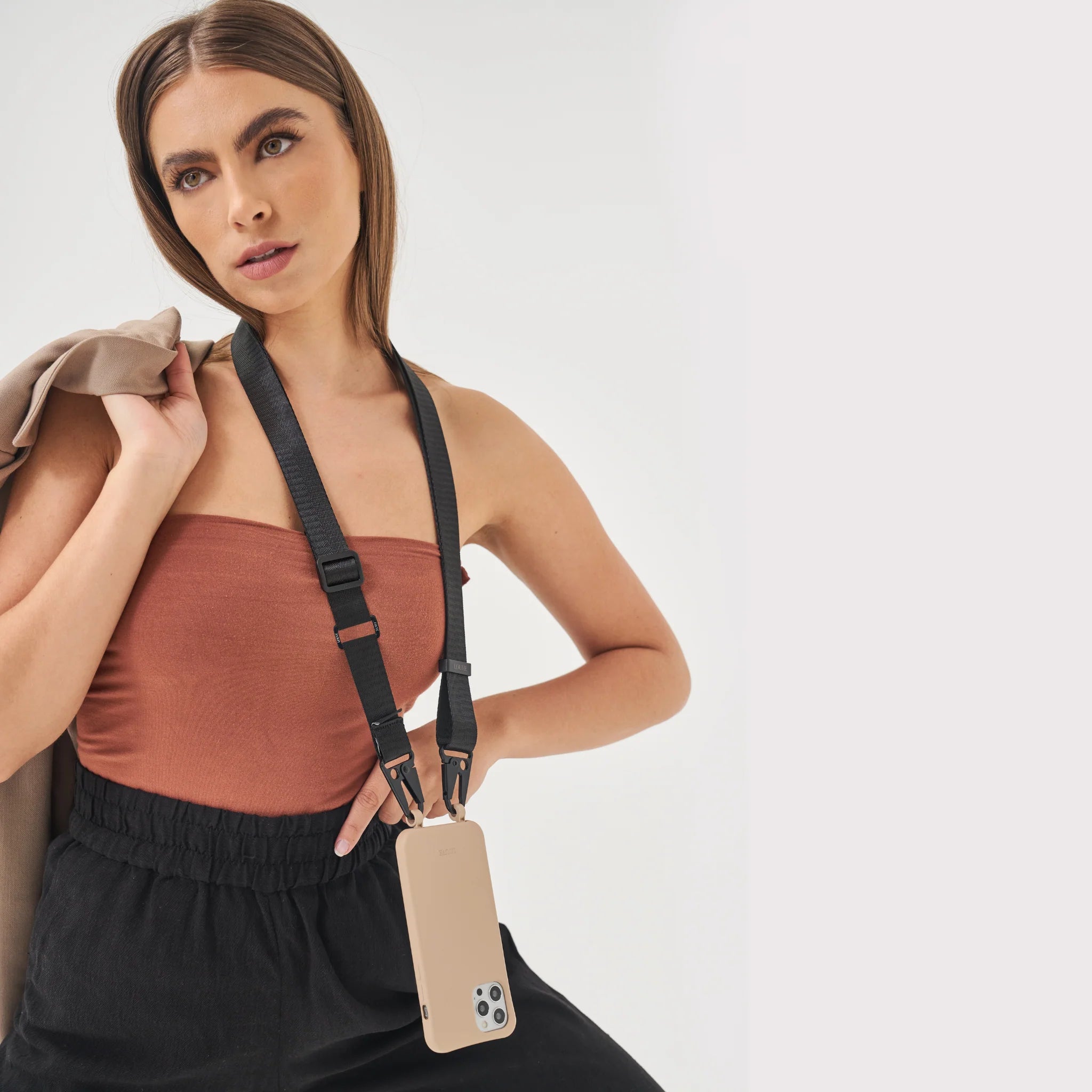 Cacao Brown Crossbody Phone Lanyard