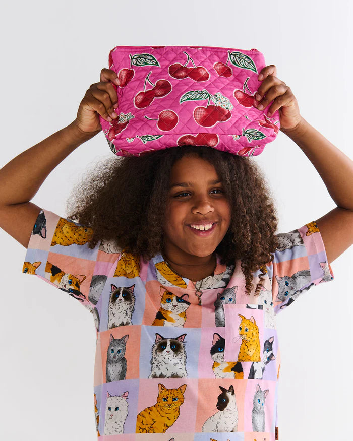 Cherry Blossom Quilted Cotton Toiletry Purse