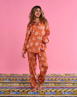 Ray Of Light Ochre Eco Satin Long Sleeve Shirt & Pant Pyjama