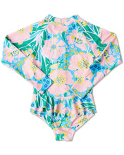 Load image into Gallery viewer, Tumbling Flowers Long Sleeve Bathers
