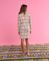 Pistachio Tartan Organic Cotton Long Sleeve Nightie** Last One Available size 8