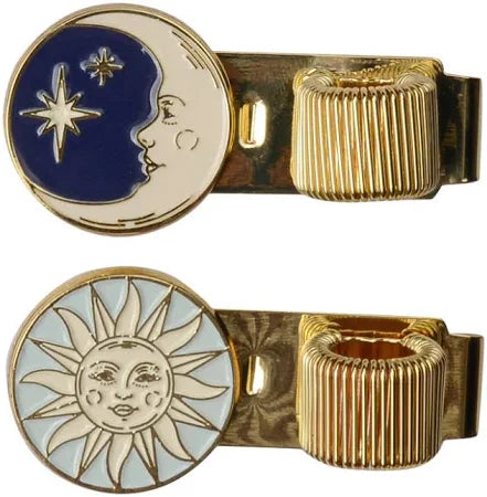 Set of Two Pen Clips - Sun and Moon