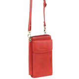 Leather Cross Body Bag/Clutch Cherry Red