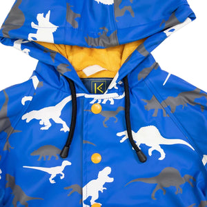 Dino Colour Change Raincoat - Victoria Blue