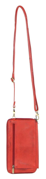 Leather Cross Body Bag/Clutch Cherry Red