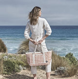 Holiday Tote Clay Check