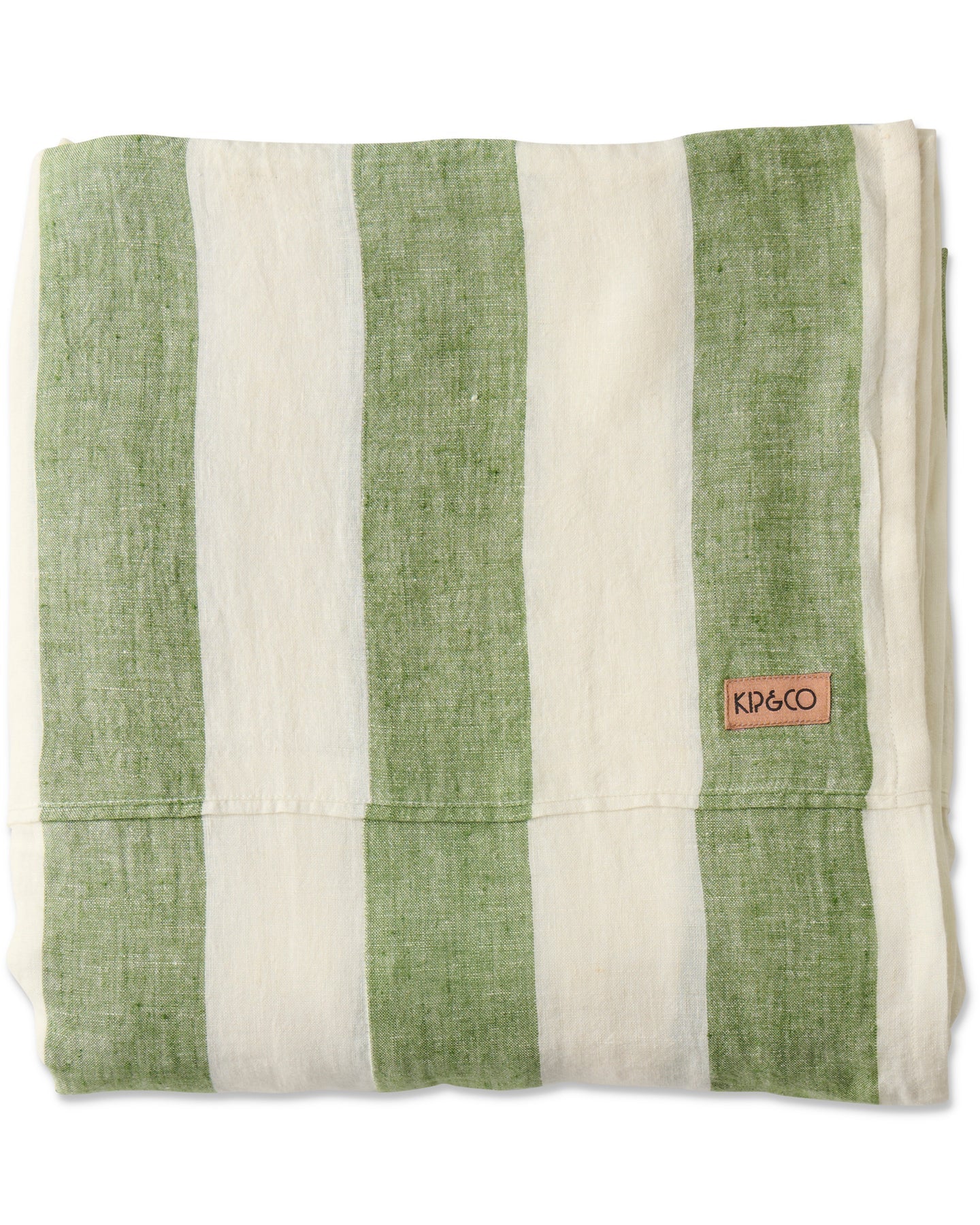 Moss Stripe Linen Flat Sheet
