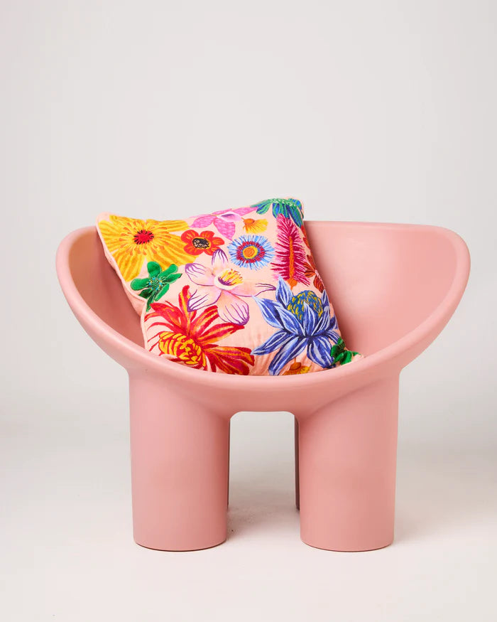 Wild Flowers In Bloom Embroidered Cushion