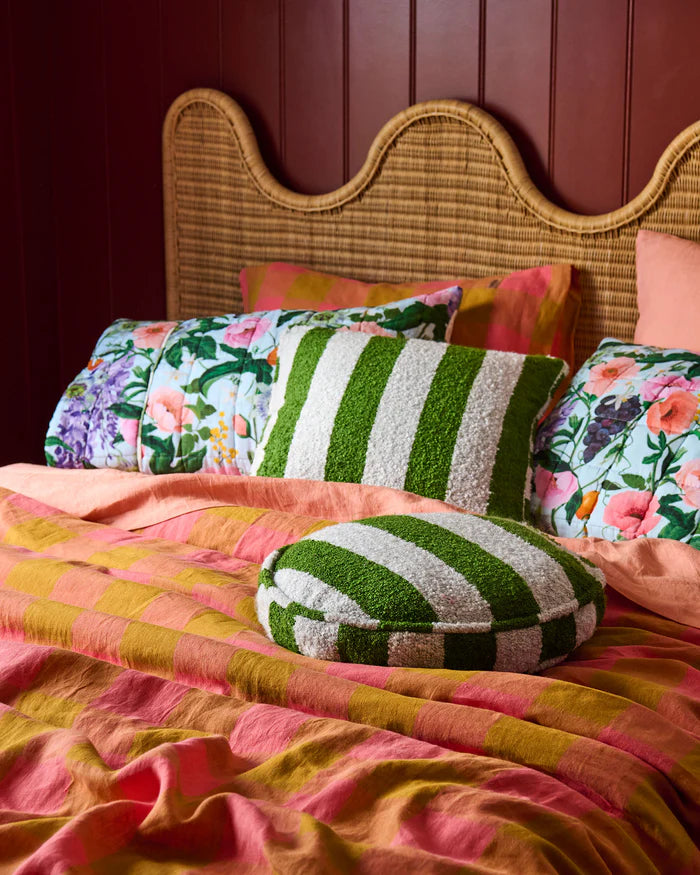 Moss Stripe Boucle Pea Cushion