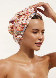 RIVA Hair Towel Wrap in Papaya Postcard