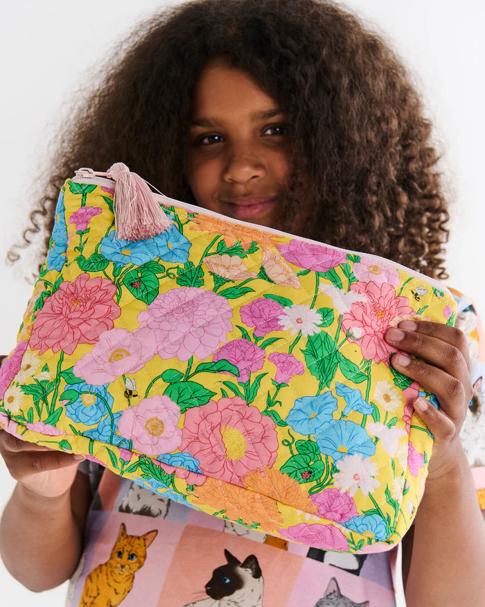 Follow The Sun Yellow Quilted Toiletry Purse