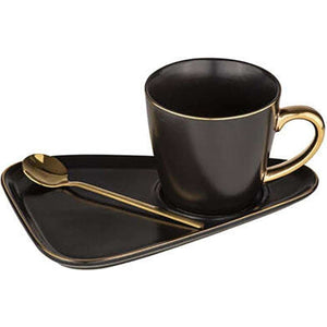 Asteria Mug, Plate & Spoon Set - Black