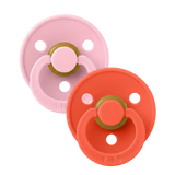 Colour Round Pacifier 2pk - Baby Pink/Tango