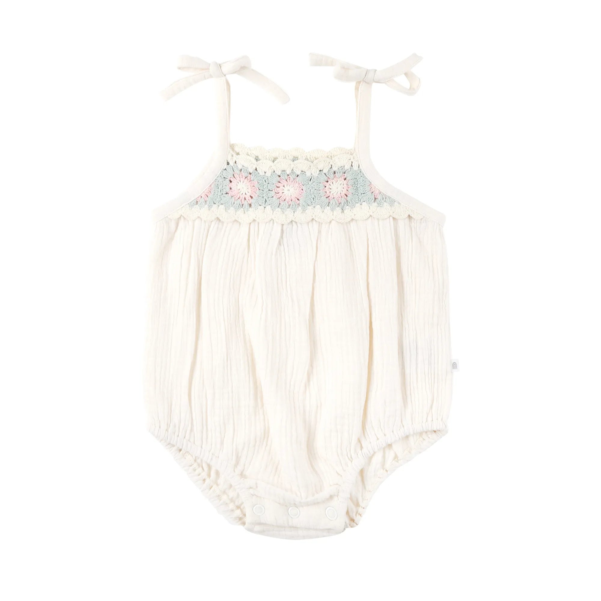 Crochet Woven Romper - Coconut