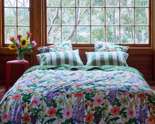 Load image into Gallery viewer, Moss Stripe Linen Pillowcases
