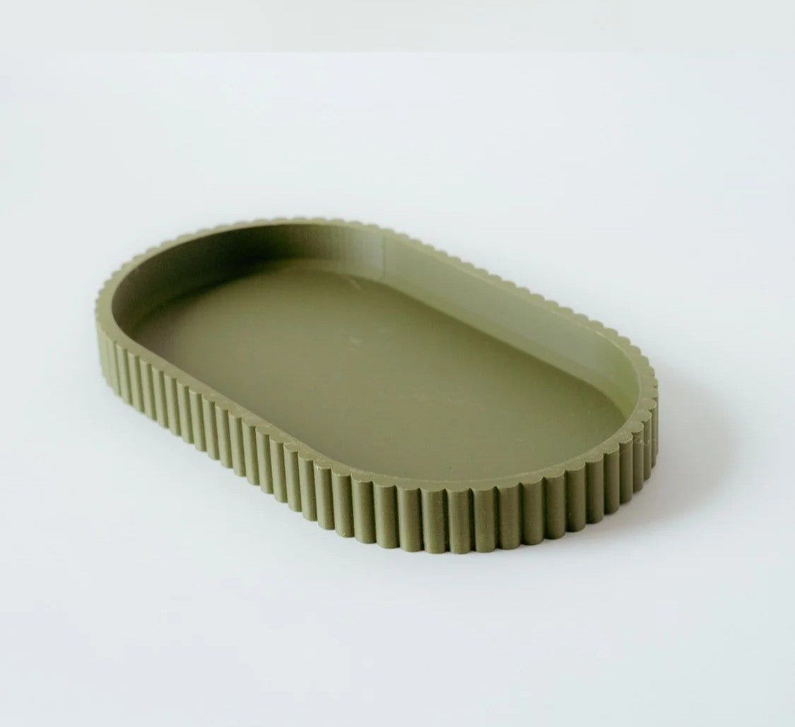 Scalloped Trinket Tray - Moss