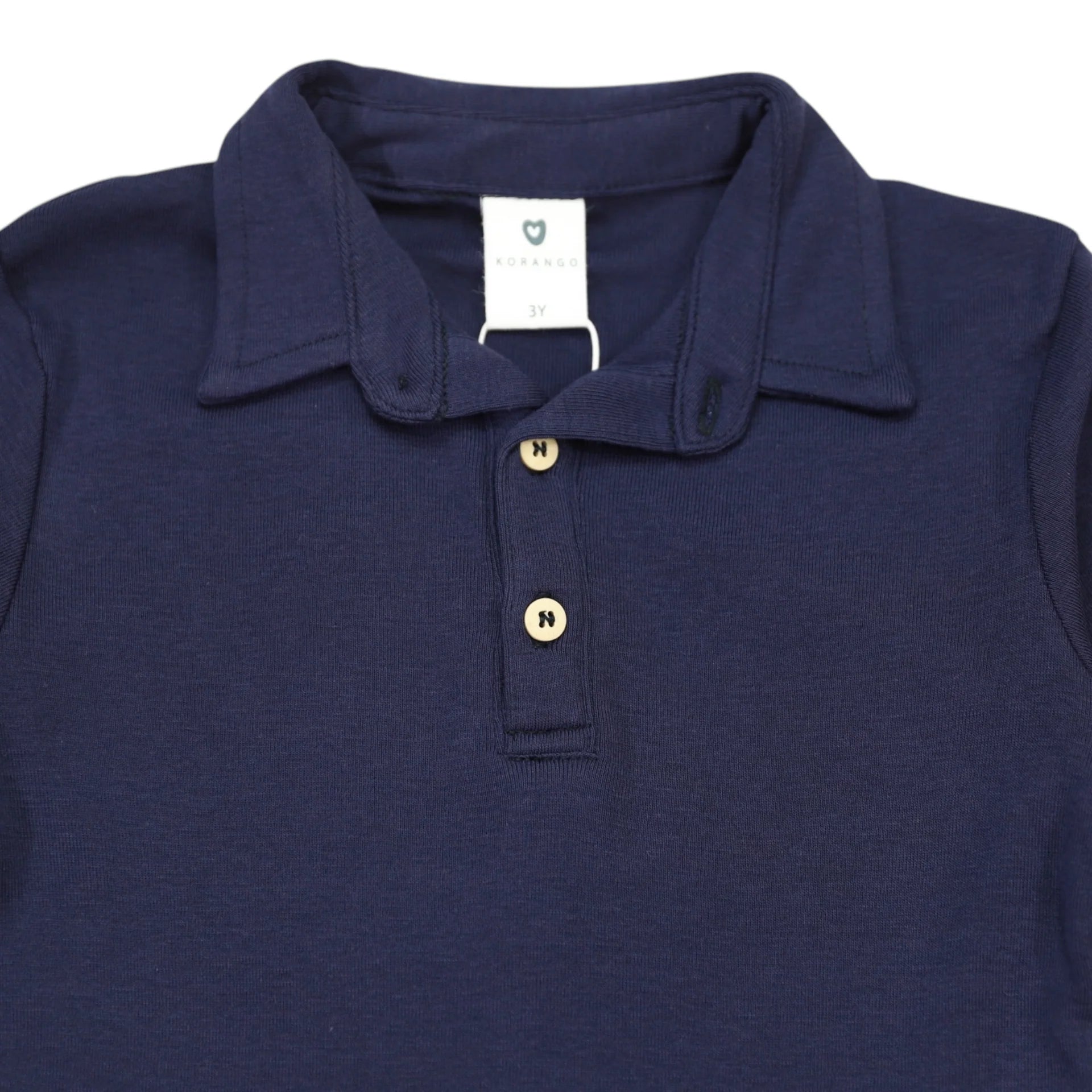 Cotton Modal Long Sleeve Polo Navy