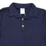 Cotton Modal Long Sleeve Polo Navy