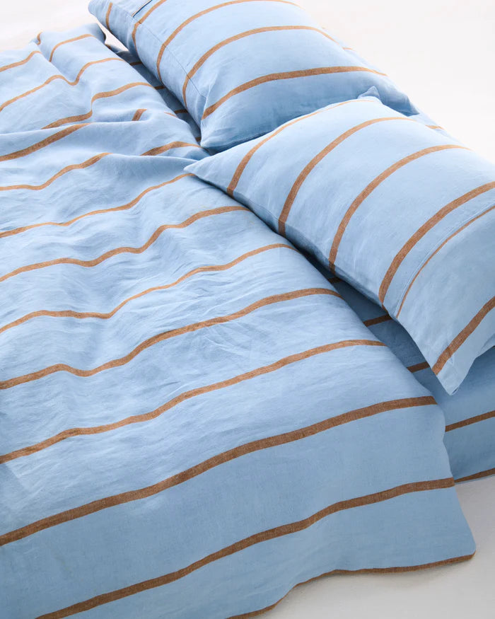 Como Stripe Linen Flat Sheet