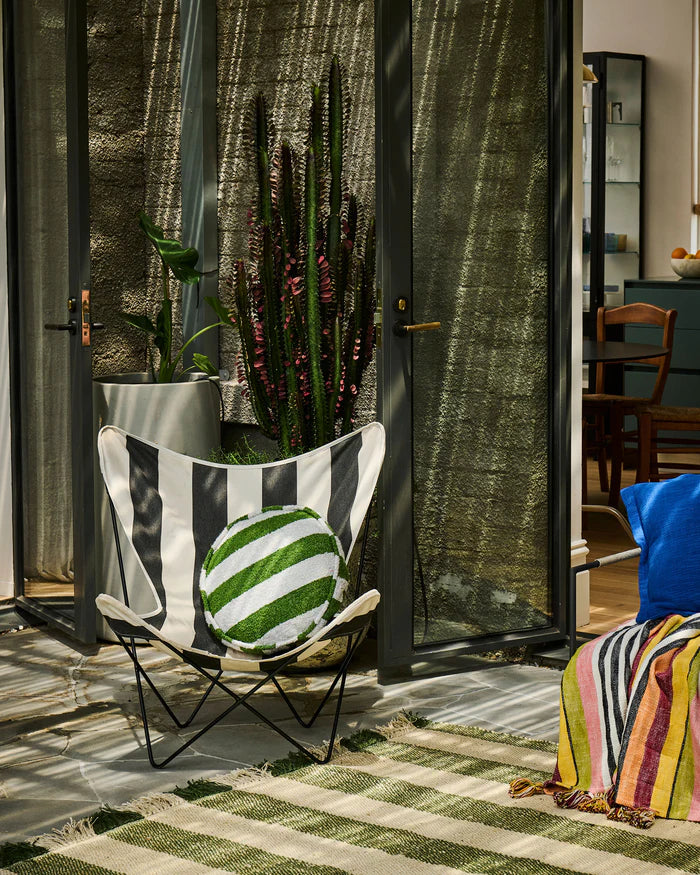 Moss Stripe Boucle Pea Cushion