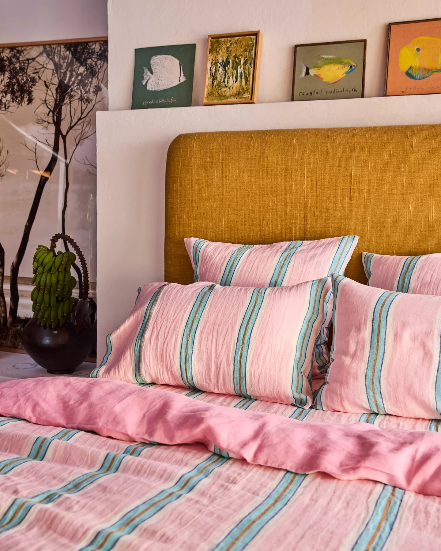 Tickled Pink Stripe Linen Pillowcases