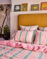 Tickled Pink Stripe Linen Pillowcases