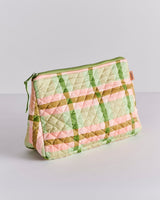 Pistachio Tartan Quilted Cotton Toiletry Purse