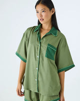 Glow In Green Adult Bamboo Cotton Short Sleeve Shirt & Short Pyjama Set