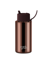 34oz Chrome Bottle with Flip Straw Lid - Chocolate