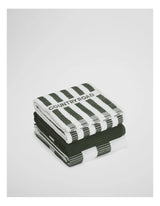 CR Stripe Tea Towel Pack Of 3 in - Dark Olive
