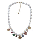 Golden Sun Charm Pearl Necklace