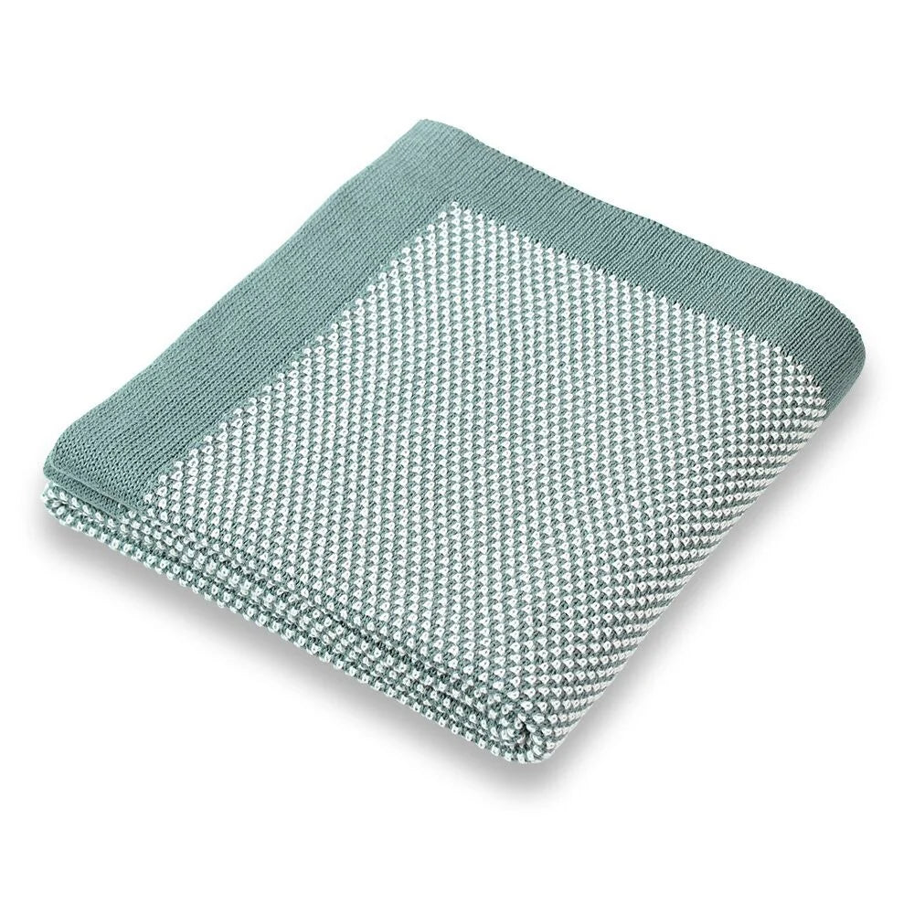 Pixie Waffle Knit Two Tone Blanket Cot Sage
