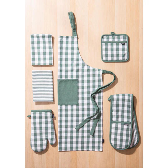 Eco Gingham Green Double Oven Mitt