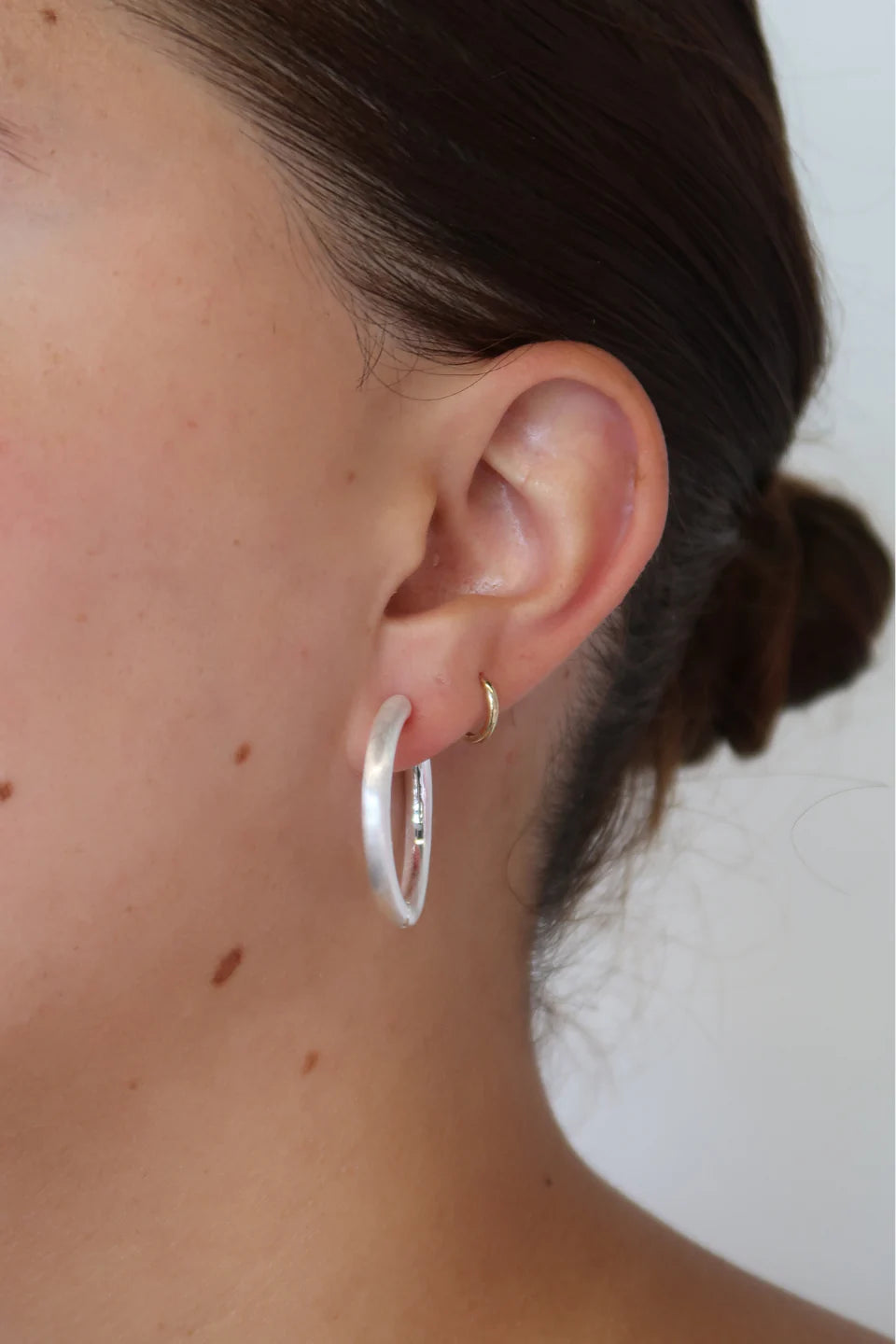 Kendall Brushed Hoops Large Silver