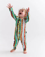 Beach Patterns Organic Long Sleeve Zip Romper