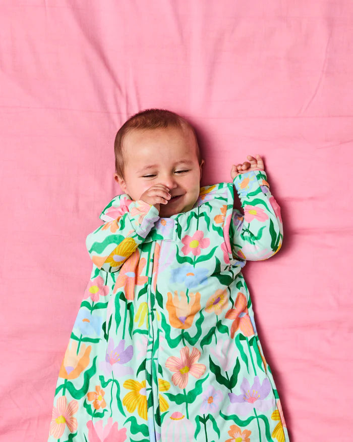 Popping Flowers Green Sleep Bag