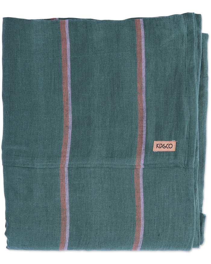Wakame Crush Stripe Linen Flat Sheet