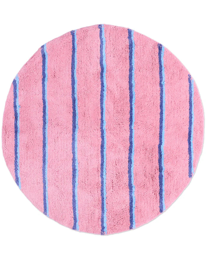 Blushing Stripe Round Bath Mat