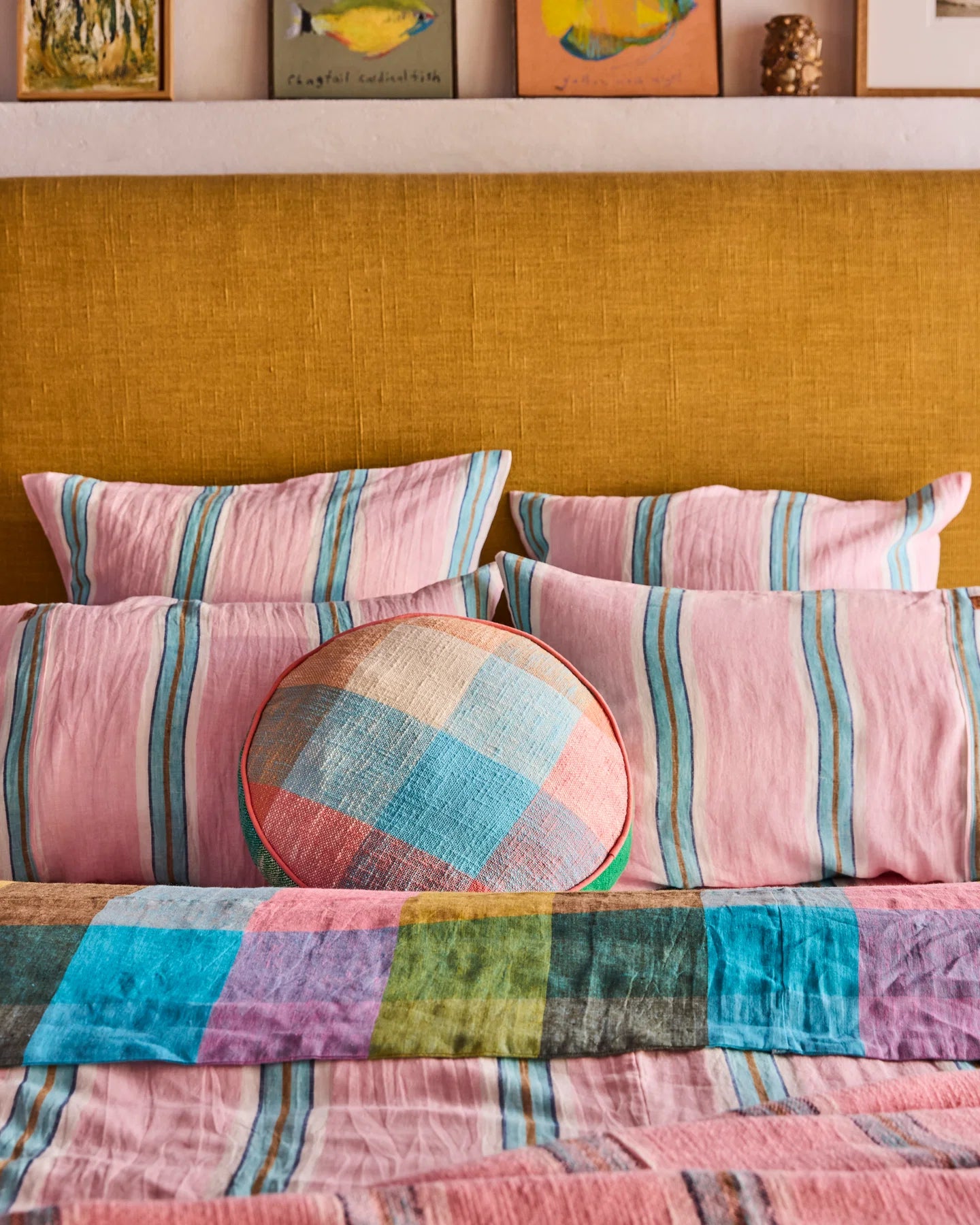 Tickled Pink Stripe Linen Pillowcases